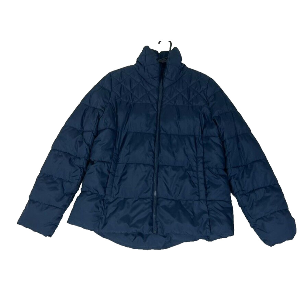 Old Navy Jacket Womens Medium Navy Blue Quilted Puffer Waist Length Winter